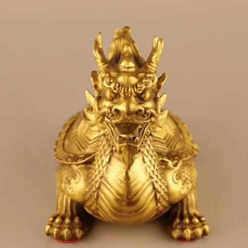 Julrybox Copper Dragon Turtle Brass Feng Shui Statue