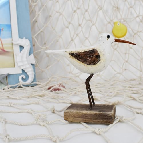 Hand Carved Wooden Seagull Nautical Decor Statue