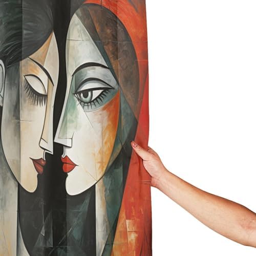 Kissing Girl Boho Shower Curtain Set with 12 Hooks 72x72in 1