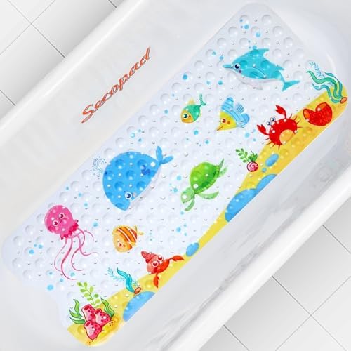 Secopad Kids Bath Mat - Little Whale 40 X 16 Inch Non Slip