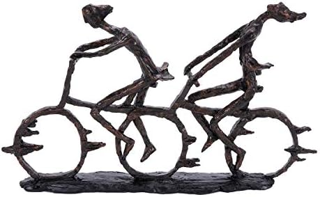 Deco 79 Polystone People Statue with Bike Brass