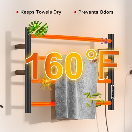 BLARALA Heated Towel Rack 4 Bar Stainless Steel with Timer Temperature Control