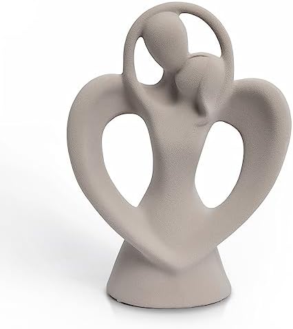 Abstract Kissing Lovers Ceramic Sculpture Gray