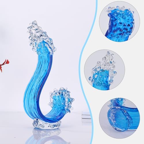 Blue Glass Sculpture Home Decor Art Statue
