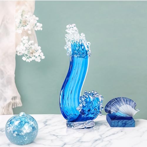 Blue Glass Sculpture Home Decor Art Statue