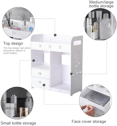 CDAR White Bathroom Cabinet Wall Mounted with 2 Drawers Shelves