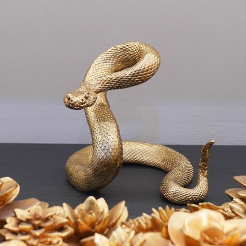 Guichifun Gold Resin Snake Statue - Chinese New Year Home Decor