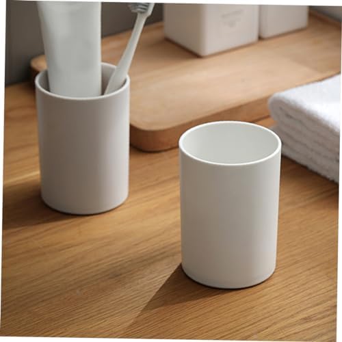 FONDOTIN 2pcs Solid PP White Bathroom Toothbrush Tumbler