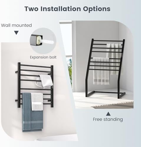 Tangkula 2-in-1 Towel Warmer Rack with LED Display