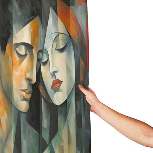 DAOWANGZUO Kissing Girl Shower Curtain Set 72x72in Red Black Oil Painting