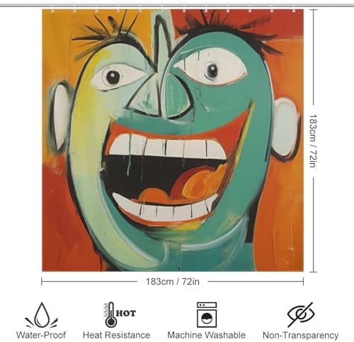 Laughing Boy Shower Curtain Set with 12 Hooks