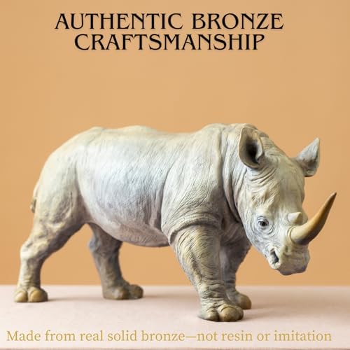 Bronze Rhinoceros Sculpture 197 Inch Realistic Handcrafted Statue