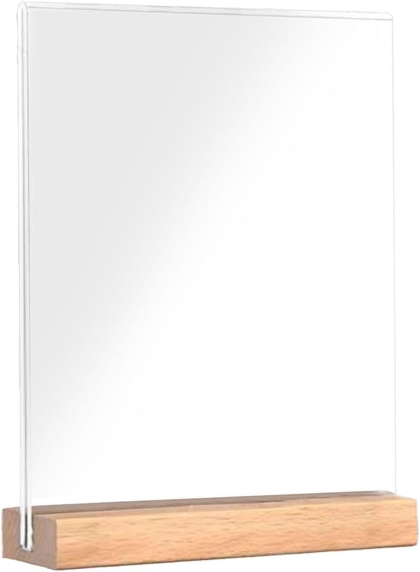 Acrylic Table Sign Menu Holder with Wood Base