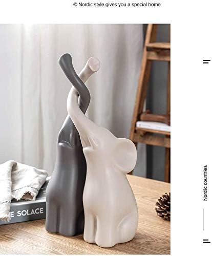 JORSION Twin Elephant Ceramic Home Decor Sculpture