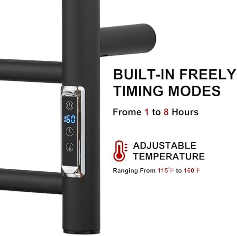BLARALA Heated Towel Rack 4 Bar Stainless Steel with Timer Temperature Control