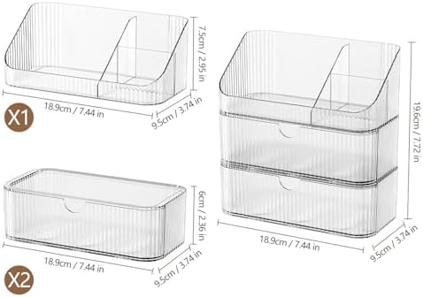 MEAJIO Medicine Cabinet Organizer with 2 Drawers and 1 Tray