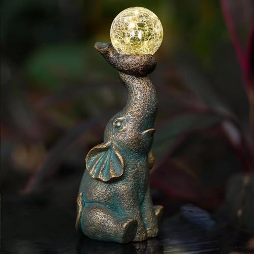 Solar Angel and Elephant Garden Statues - Outdoor Decor