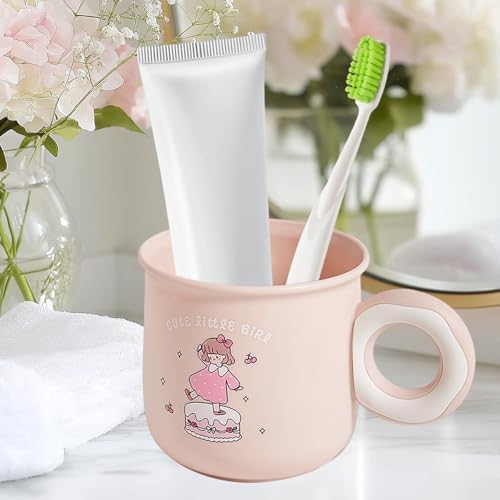 Cute Toothbrush Holder with Kawaii Dessert Design Pink