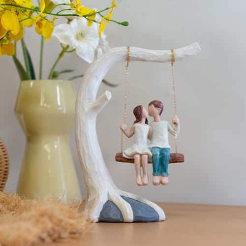Romantic Couple Swing Kissing Sculpture