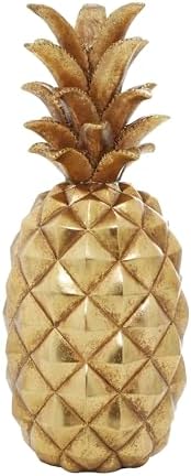Deco 79 Gold Pineapple Polystone Sculpture 7x7x18