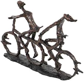 Deco 79 Polystone People Statue with Bike Brass