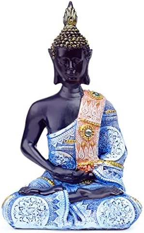 Polystone Buddha Meditating Statue Blue