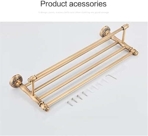 Foldable Bathroom Towel Rack with 7 Hooks and Carved Design