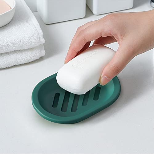 Topsky 2 Pcs Soap Dish with Drip Tray - Dark Green 1