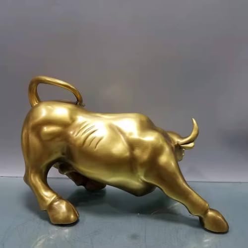 Julrybox Chinese Golden Bull Brass Figurine Feng Shui Ornament 1
