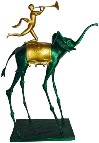 Green Bronze Elephant Sculpture - 256 Tall Art Decor