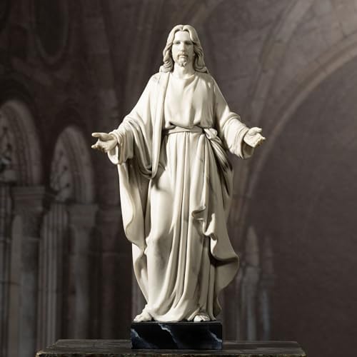 12 Inch Hand Painted Jesus Statue with Open Arms Resin Sculpture