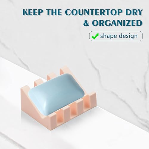 Coipdfty Silicone Soap Dish with Drainage 2 Pack Pink 1