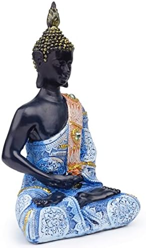 Polystone Buddha Meditating Statue Blue