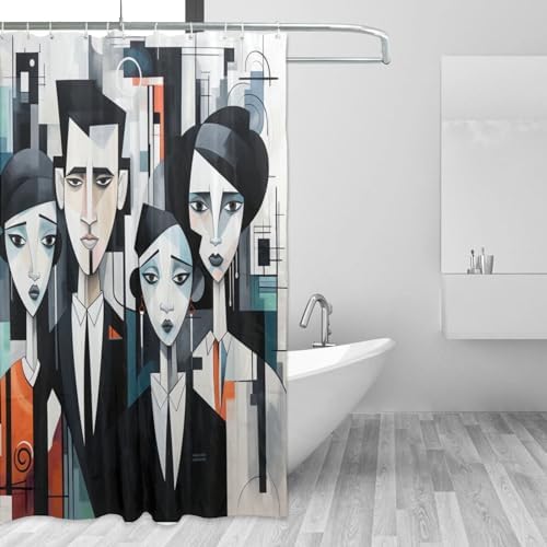 Sad Boy Shower Curtain Set with 12 Hooks 72x72in 1