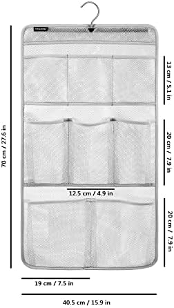 ANZORG Mesh Shower Caddy with 8 Pockets and Rotating Hanger