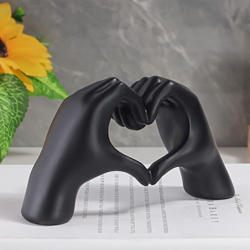 Art Deco Resin Heart Finger Sculpture Black