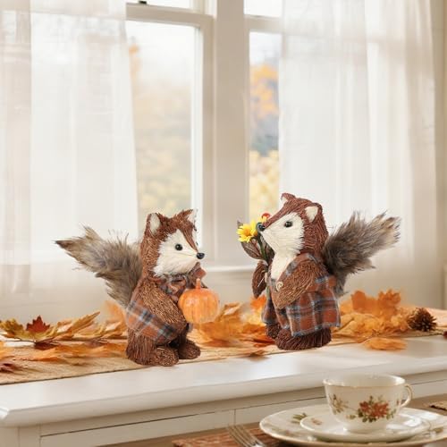 Winemana 2 Pack Fall Decor Sisal Fox Figurines