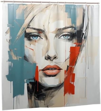 DAOWANGZUO Boho Red Yellow Blue Oil Painting Shower Curtain Set