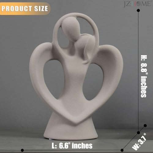 Abstract Kissing Lovers Ceramic Sculpture Gray