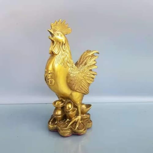 Julrybox Copper Chicken Zodiac Statue Decor