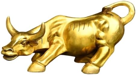 Julrybox Chinese Brass Wealth Bull Statue Decor