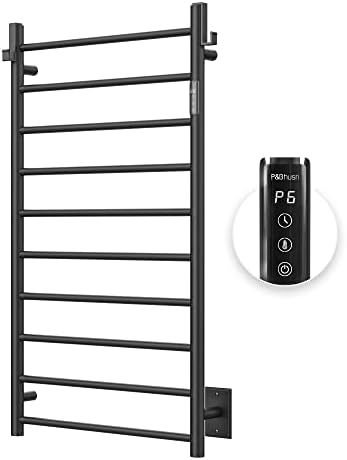 PBhusri 10-Bar Heated Towel Rack with Timer and LED Indicator