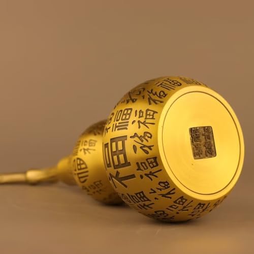 Chinese Gourd Feng Shui Charm Brass Sculpture Decor
