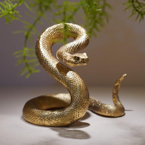 Guichifun Gold Resin Snake Statue - Chinese New Year Home Decor