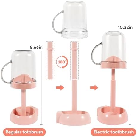 Pink Toothbrush Holder with Cup Cover 3 Slots