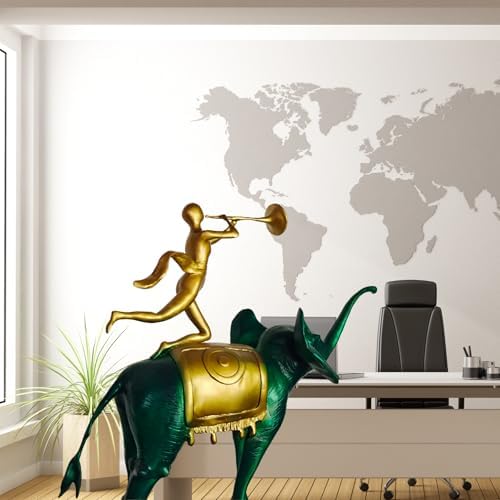 Green Bronze Elephant Sculpture - 256 Tall Art Decor