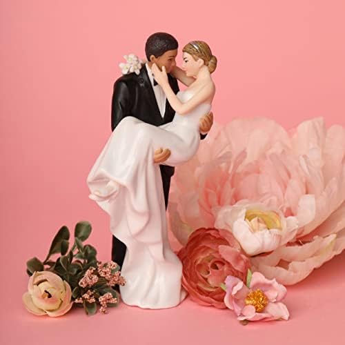 Interracial Wedding Cake Topper Bride and Groom 6 Inches Porcelain Figurine