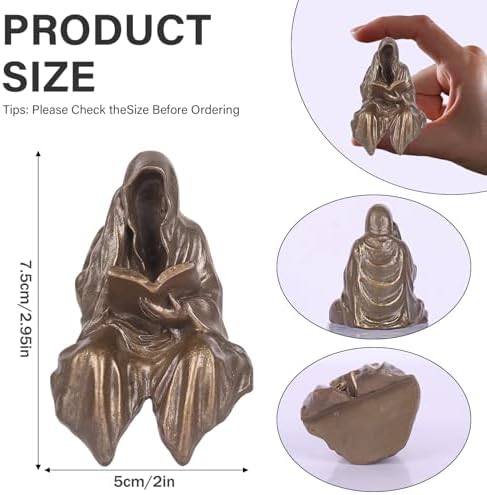 GrivSheen Reading Statue Set of 3 Gothic Fantasy Bookshelf Figurines