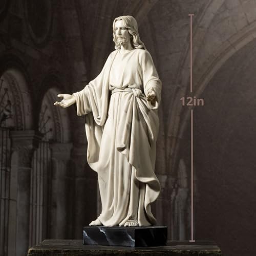 12 Inch Hand Painted Jesus Statue with Open Arms Resin Sculpture