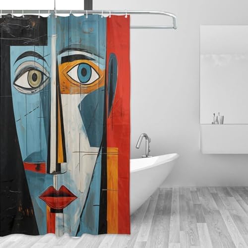 DAOWANGZUO Boho Black Hair Girl Shower Curtain Set